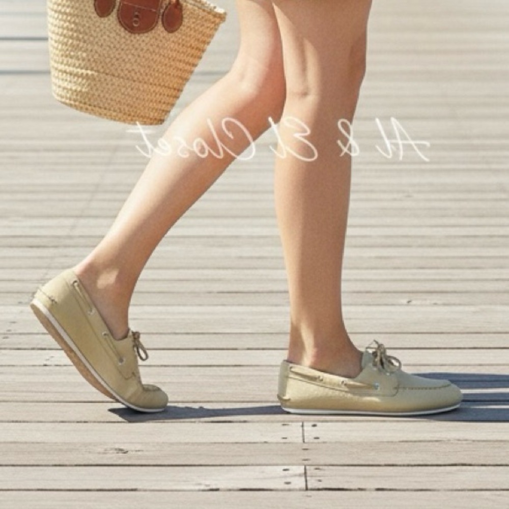 Sperry Slimboat Leather Boat Shoes Light Yellow Women’s US Size 11 New With Box - Picture 3 of 11